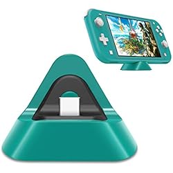 FYOUNG Cargador para Nintendo Switch Lite et Nintendo Switch,Estación de Carga con Soporte Estable Switch Lite con Puerto de Entrada Tipo C - Turquesa
