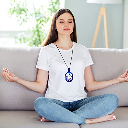 Kingdder Natural Gemstone Crystal Pendant Necklace Stone Holder Necklace Cord Hand Woven Necklace with Adjustable Length for Women Men