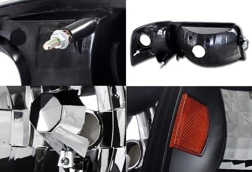 2-in-1 Design Amber Reflector Headlight 2 Pieces Compatible with 1993-1997 Ford Ranger STX XL XLT models, 1994 1995 1996 (Black Housing Clear Lens)