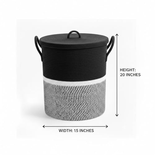 Image of lid Laundry Basket for Clothes, Toy Storage Basket, Storage Basket for Living room, Multi-Purpose, Extra Large Laundry Basket, Dirty Cloth Baskets, 15x20 in inch (LXH) (BG9)