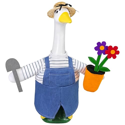 Ueyben Gardener Porch Goose Outfit, Spring Goose Outfit Summer Gooses Clothes Geese Costume for 23" Lawn Cement Plastic Geese Statue for Garden Yard Decoration