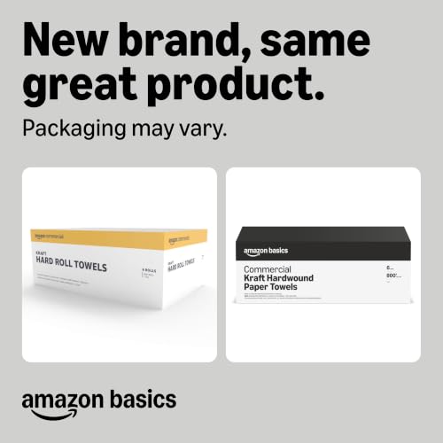 Image of Amazon Basics 1-Ply Kraft 7.9 inch Hard Roll Paper Towels | Bulk | Made from 100% Recyclable Material | Compatible with Universal Dispensers | 800 feet per Roll (6 Rolls) (Previously AmazonCommercial)