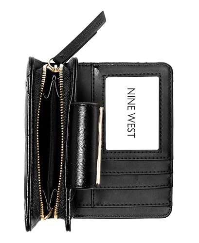 Nine West Women's SLG French Designer Mirabella Frech Wallet with snap Holder and Zipper Compartment, All with Card and Money Designed in Soft Diamond Quilt with Interior Organization and Branding2