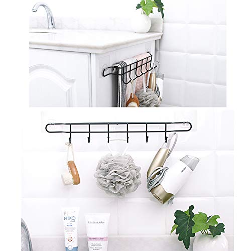 EigPluy Utensil Racks,Wall Mounted Kitchen Utensils Hanging Hooks with Knife/Towel Holder, 17inch Drilling Free Kitchen Tools/Pot/Towel/Knife/Mug/Cups Storage Holder Shelf,Black