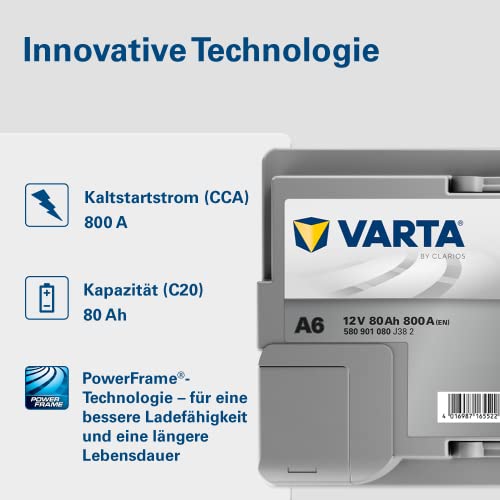 VARTA Silver Dynamic AGM Batterie A6 – Start-Stop und xEV Autobatterie 12V 80Ah 800A – Starterbatterie für Autos mit hohem Energiebedarf – Bild 7