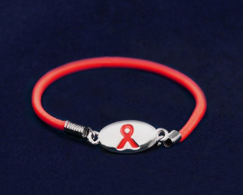 Image of Fundraising For A Cause | Red Ribbon Stretch Bracelets - Red Ribbon Bracelets for HIV, AIDS, Drug Prevention, Heart Disease, DUI Awareness and More - Fundraising & Awareness Bracelets