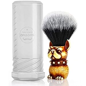 Rasierpinsel Vegan mit Reisedose Rasierset Classic Nylon Fibre Harzgriff Anbbas Größe Shaving Bürste (Knot 22mm) (Braun)