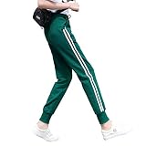 [Nesseo] ジャージ レディース 下 サイドライン スウェットパンツ ジョガーパンツ ズボン ロング スポーツ ランニング gn M 3178