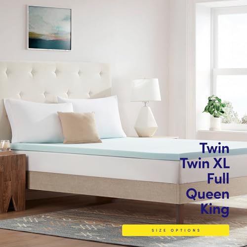 Image of Twin Mattress Topper 2 Inch Gel Infused Memory Foam Cooling Pad CertiPUR US Certified - Enhance Sleep Quality with Pressure Relief and Temperature Regulation, Twin