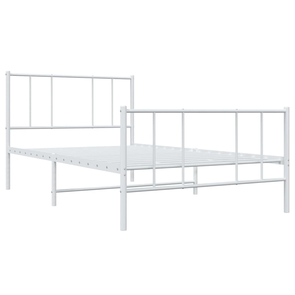 Telaio letto con testiera e pediera in metallo bianco 100 x 200 cm Struttura del letto dell'hotel Cornice da letto per soggiorno Telaio per camera da letto Adatto per camera da letto