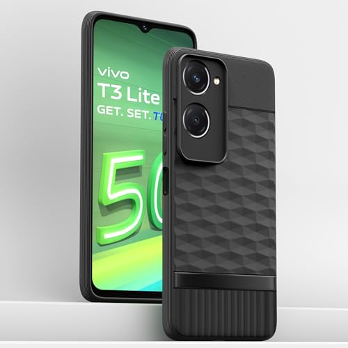 Image of Outlouders Bumper Case for iQOO Z9 Lite 5G / Vivo T3 Lite 5G / Vivo Y18 / Y18e / Y03 | Full Camera Protection | TPU Soft Flexible Shockproof Back Cover (Black)