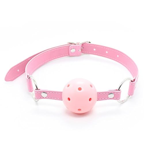 Open Mouth Ball Gag Air Holes Mouth Gag Bondage Adjustable PU Leather Belt Restraints Slave Cosplay Erotic SM Ball Gag Sex Toys(Pink)