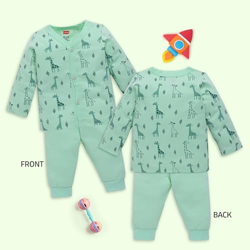 Image of LuvLap Baby Boys & Girls Full Sleeve100% Cotton Jhabla & Pyjama Sets Pack of 2