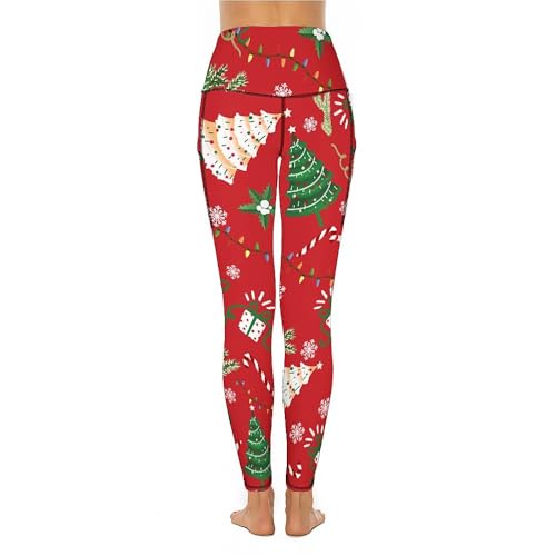 QIVICIMA Womens High Waist Workout Leggings Halloween Christmas Gym Plaid Printed Tummy Control Yoga Pants with Pockets3