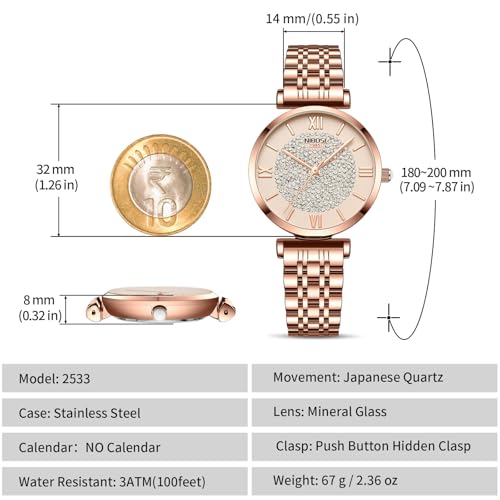NIBOSI gold rose gold-tone watch – image 2