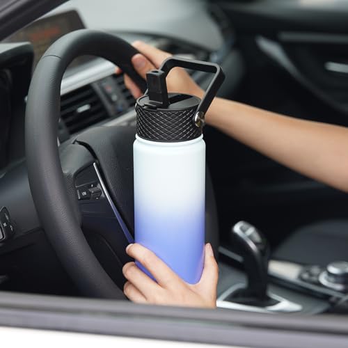 Image of BJPKPK 15oz Insulated Water Bottle with Straw Lid, 15oz Stainless Steel Water Bottles, Reusable Leak Proof BPA-Free Thermos with 2 Straws, 1 Straw Brush(Halloween)