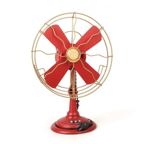 Gralara Ventilador Mesa Vintage Antiguo Ventilador Mesa Retro Industrial coración para coradores, Vitrinas, Rojo
