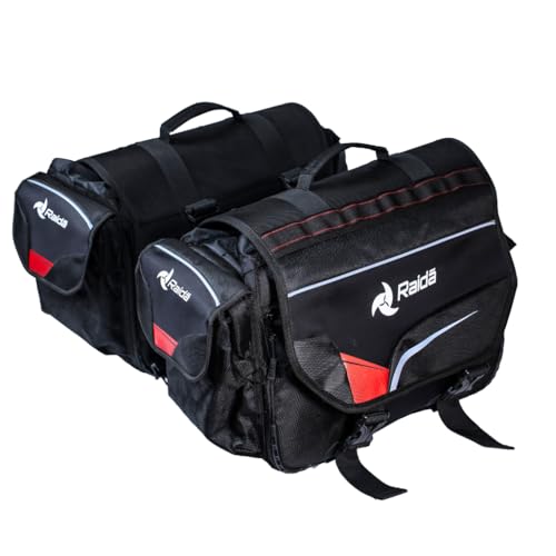 Image of Raida Compass S60 Motorcycle Saddle Bags | 60L Touring Saddle Bag Set | Roll-Top Waterproof Inner Dry Bags | 1680D Tear-Resistant Fabric | YKK Zippers | MOLLE Panel | Bottle Holders & Rain Covers