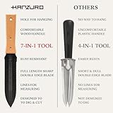 Kanzuro Hori Hori Garden Knife - Japanese Style Weeding & Digging Knife with Stainless Steel Blade, Depth Markings, Wooden Handle & Protective Sheath - Black