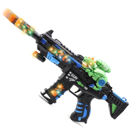 DaoDaoZhu Dinosaur Light Up Toy Gun with Sound Effects, Noise-Making Gun Toys for Kids Indoor/Outdoor Play & Halloween Costume, Christmas Birthday Dinosaur Gifts for 3 4 5 6 7 Year Old Boys Toddlers by DaoDaoZhu - Used condition - US$15.81