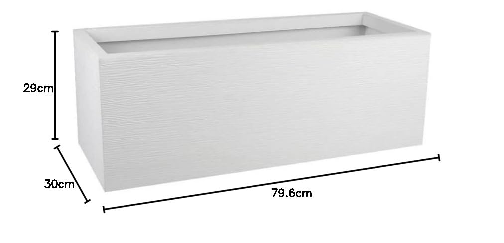 PLASTIC EDA Planter Graphit Up - 57 L - Dimensiones 79.5 x 29.5 x 29.5 cm - Ceruse blanco