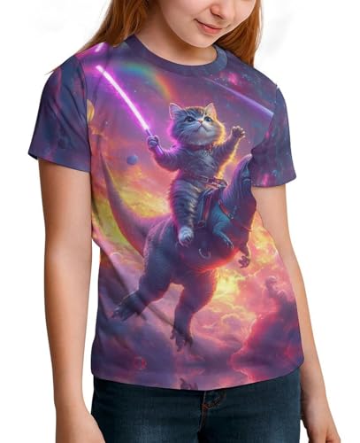 Boys Girls 3D Cat Graphic Printed T-Shirt Kids Summer Cool Crewneck Short Sleeve Tees2