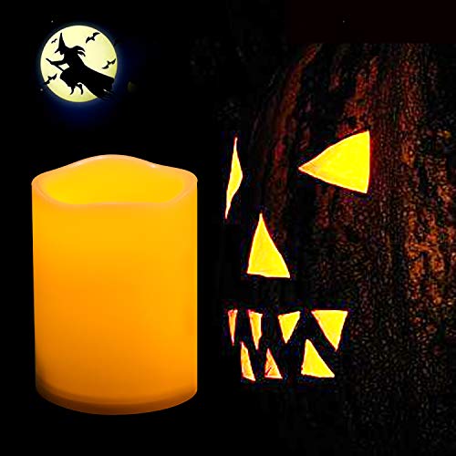 Izan Outdoor Indoor Flameless Candles With Timer Waterproof Plastic Realistic Flickering Battery Operated Led Pillar Candles Long Lasting 1500 Hours Battery Life 3X5 Inch Waved Edge 2-Pack #TOP2