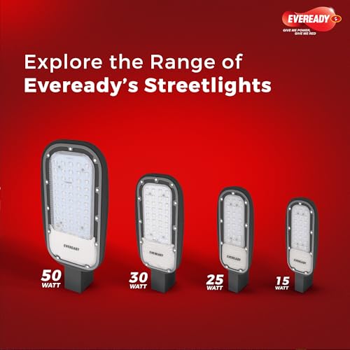 Image of EVEREADY LED Street Light Pro-50 | Warm White (3000K) | High Surge Protection up to 6kV | 120 lm /W | IP66 & IK08 | Matte Finish | Aluminum Housing | Polycarbonate Diffuser | Outdoor Purpose