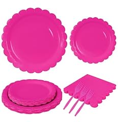 hot pink paper plates and napkins