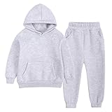 ❤ Caractéristiques : doublure en polaire douce et confortable, tissu en coton, chaud et confortable, pull de survêtement classique solide et pantalon de jogging extensible à taille élastique avec poches latérales, coupe ample décontractée, ensemble de jogging actif 2 pièces