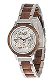LAiMER Holzuhr - Damen Automatik Armbanduhr ROMI aus Nussholz - Analog, Skeleton, 21 Juwelen, Ø 36mm - Zero Waste Verpackung aus Naturholz