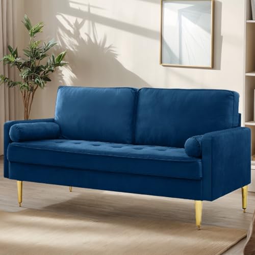 Thctvous 65" Comfy Loveseat Sofa with 2 Pillows,Velvet Love Seat