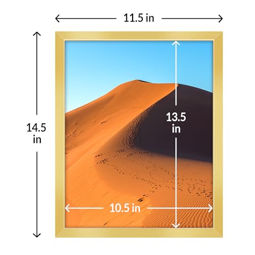 LaVie Home 11x14 Picture Frame for Wall Display, 11x14 Gold Picture Frame with HD Plexiglas, 11 x 14 Poster Frame 1 Pack, Display Frame for Vertical or Horizontal, Classic Collection
