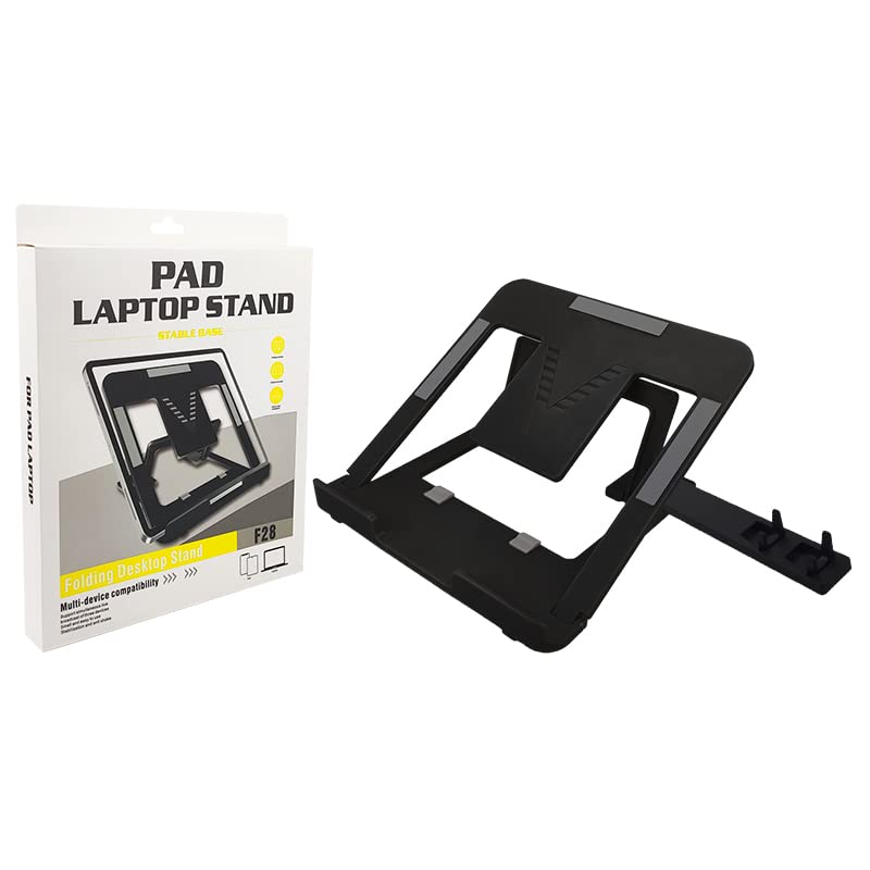 EYUVAA LABEL Adjustable Laptop Stand Patented Riser Ventilated Portable Foldable Tablet Stand Desk Table Laptop Holder with Free Phone Stand (Black) 3