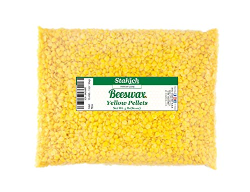 Stakich Yellow Beeswax Pellets - Natural, Cosmetic Grade - 5 Pound (in 1 Pound Bags)