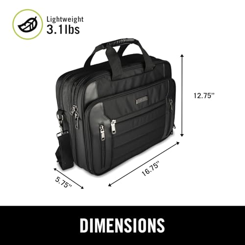 Kenneth Cole Reaction Keystone 1680d Polyester Dual Compartment 17" Laptop Business Portfolio, Black2