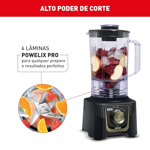 Liquidificador Arno Powermax Autolock 1400W LN81, Cinza Chumbo, com 6 Lâminas Powelix Pro, Tecnologi