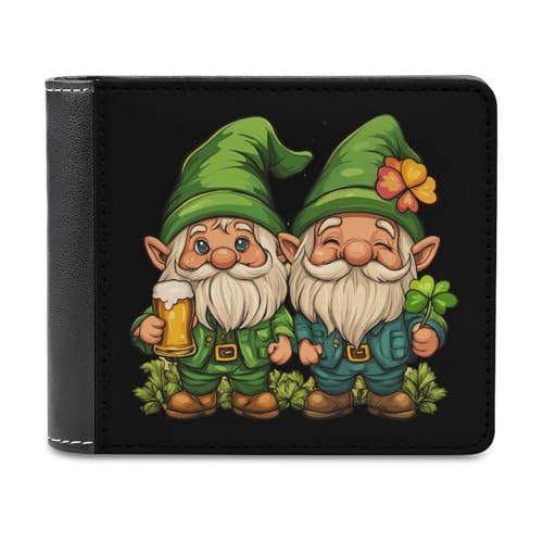 Irish Gnomes Drunk Or Whatever Bifold Wallet PU Leather Slim Purse Pocket Wallet with Card Holder for Women Men