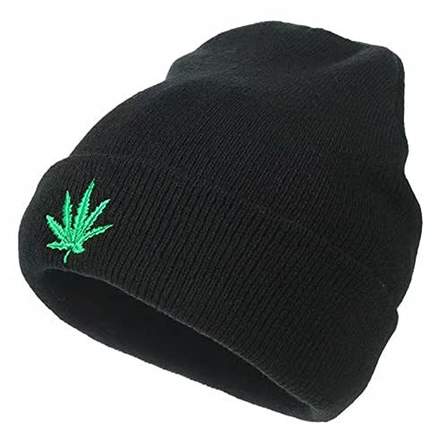Wudaizhi Hommes Femmes Becages Chauds Chauds du Cannabis Motif De Feuille De Cannabis Doux Boucles De Bonnet en Tricot Caps pour Adulte Unisexe Cover