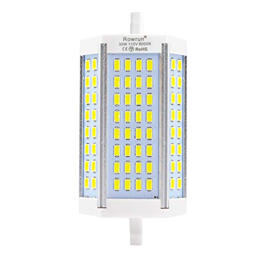 Rowrun Nuolun R7S J118 30W LED Bulb Double Ended Base J-Type Dimmable Daylight White 6000K Light Bulb 118mm for Household Lighting Floodlight Replacement Light Rowrun Nuolun R7S J118 30W LED Bulb Double Ended Base J-Type Dimmable Daylight White 6000K Light Bulb 118mm for Household Lighting Floodlight Replacement Light