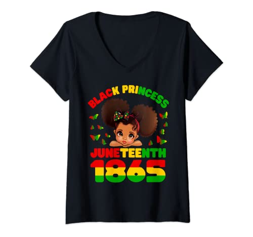 Mujer Juneteenth Celebrating 1865 Cute Black Girls Kids Camiseta Cuello V