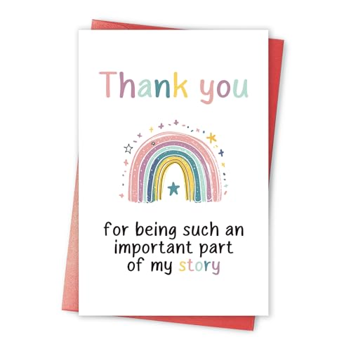 Qiavor Rainbow Thank You Card for Him Her Appreciation Card for Teacher Best Friend Mentor Thank You For Being Part Of My Story