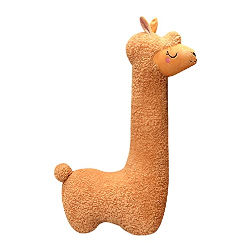 Renyi 75CM Llama Body Pillow Giant Alpaca Plush Long Body Pillow Soft Toy Plush Toy Cuddly Alpaca Long Pillow Cute Animal Cushion Christmas Birthday Gift for Adults Kids Girls Boys (Brown)