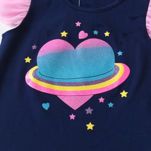 Image of VIKITA Girls T Shirt Cotton Crewneck Ruffle Short Sleeves Summer Casual Tee for Toddler Girl Tops