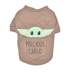 Star Wars for Pets The Mandalorian Precious Cargo Dog T-Shirt, Medium (M) | GROGU Tee Shirt for Dogs | Pet Apparel Featuring The Child, Tee for Dogs, Brown (FF20727)
