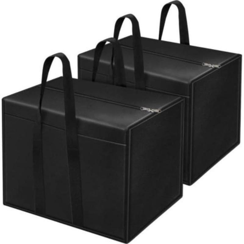 STORE MORE Multipurpose Moisture Proof Solid Blanket Storage Bag, Clothing Storage Organizer, Toy Storage, Stationery Paper Storage Bag with Zipper & Strong Handle (Black, Pack of 2)-image-10