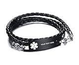 Wir empfehlen Ihnen, Folgendes zu gravieren: Vor- und Nachname, Krankheit (en), Überlegungen zur Behandlung, Nahrungsmittel- und Arzneimittelallergien, Notfall-Kontaktnummer mit Vorwahl ...