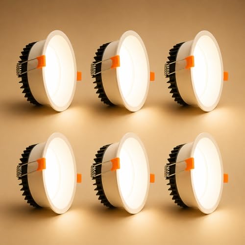 Image of 18W Deep Down LED Round Panel Light | Bright Modern Surface Ceiling Light for False Ceiling & POP Roof | Energy-Efficient Light| Cool White, White Aluminium Body | Pack of 6
