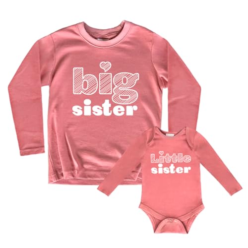 Image of Unordinary Toddler Big Sister Little Sister Outfits Matching Shirts Sibling Gifts girls newborn baby set