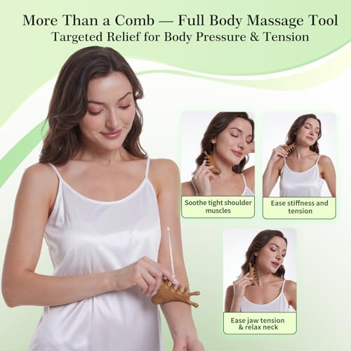 Papipapiqiao 4-in-1 100% Green Sandalwood Massage Comb & Gua Sha Tool — view 4